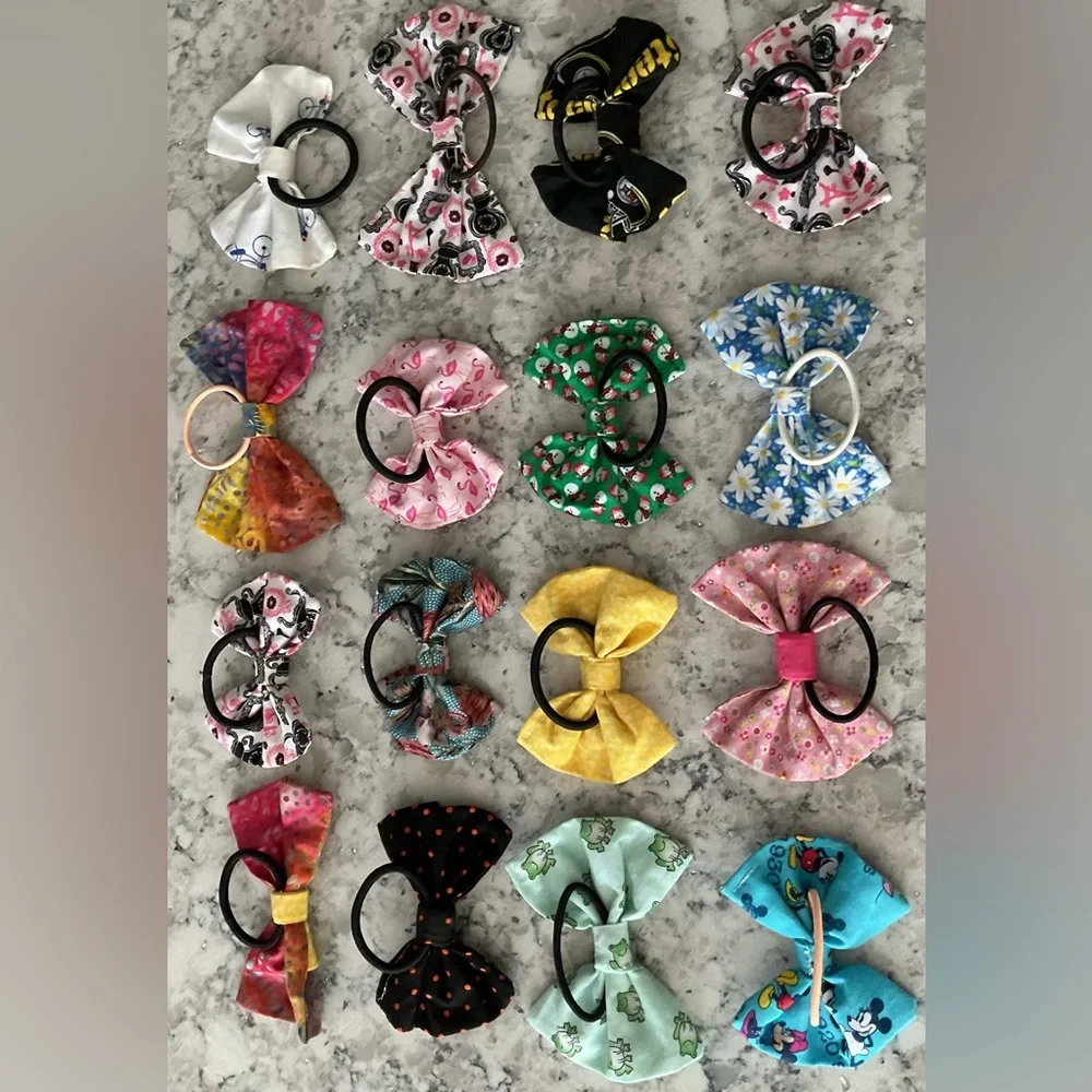 Three Pack of Handmade Patterned Bow Hair Ties